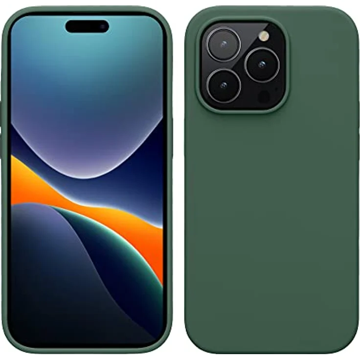 kwmobile Handyhülle für iPhone 14 Pro, Silikon Case in Tannengrün, stoßfest, kabelloses Laden, Anti-Rutsch Design – Bild 1
