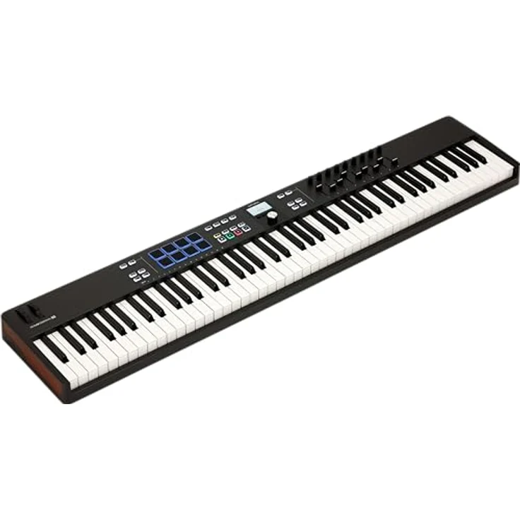 Arturia KeyLab Essential 88 mk3 Universal-MIDI-Controller-Keyboard für Musikproduktion - Inkl. Pro-Software, 88 Vollformat-Tasten, 9 Drehregler, 9 Fader, Modulations-/Bend-Räder und 8 Pads - Schwarz – Bild 1