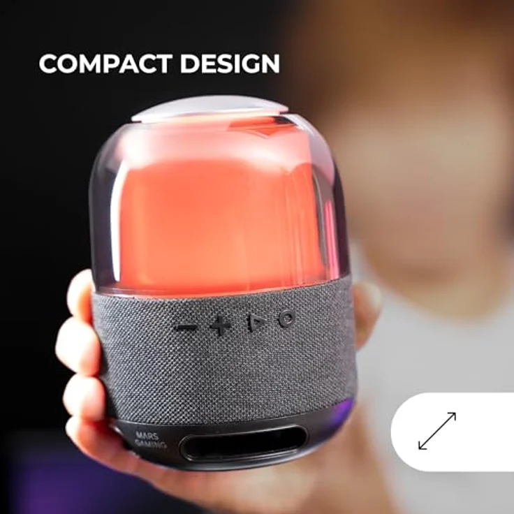 Mars Gaming MS-Flow, tragbarer Bluetooth-Lautsprecher 15W mit 360° RGB Beleuchtung, 57mm DeepBass-Treiber, Bluetooth 5.3 und MicroSD, Schwarz – Bild 4