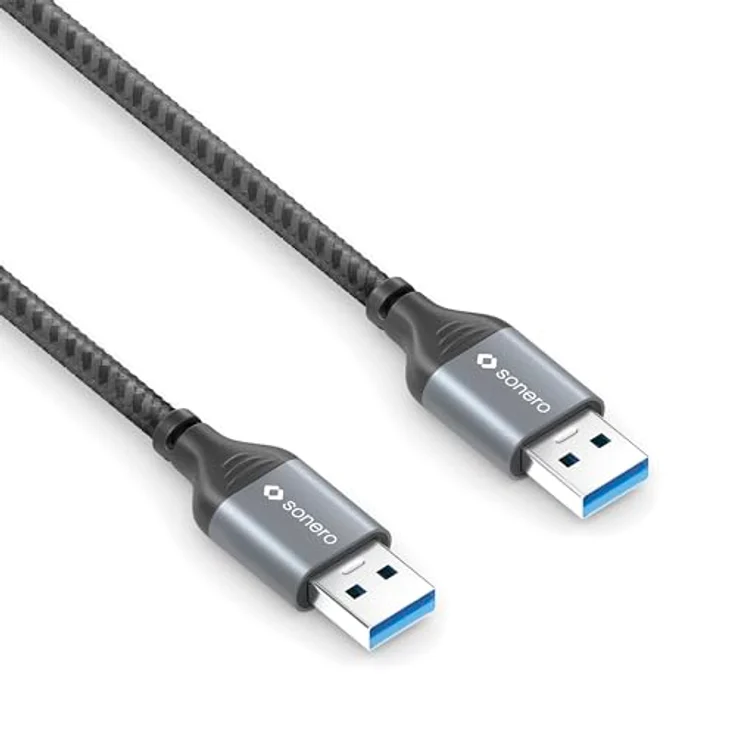 Sonero USB-A auf USB-A Datenkabel, USB 3.0, 5GB/s, space grey/schwarz, 1,50m – Bild 3