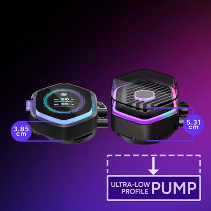 Cooler Master MasterLiquid 240 Atmos II LCD, leistungsstarker CPU Wasserkühler mit 2,4-Zoll-LCD-Display, Schwarz – Bild 6