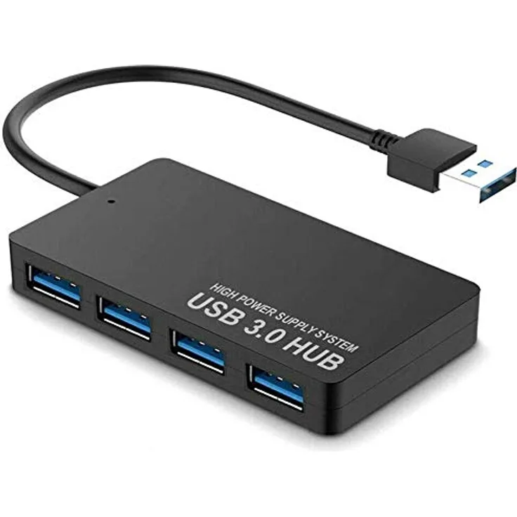 Tec-Digi USB-Hub 3.0, 4 Anschlüsse, ultradünn, USB 3.0 Hub, tragbarer Adapter, High-Speed-Erweiterung, Multi-USB-Hub-Splitterkabel, Adapterkabel für PC, Notebook, MacBook usw.