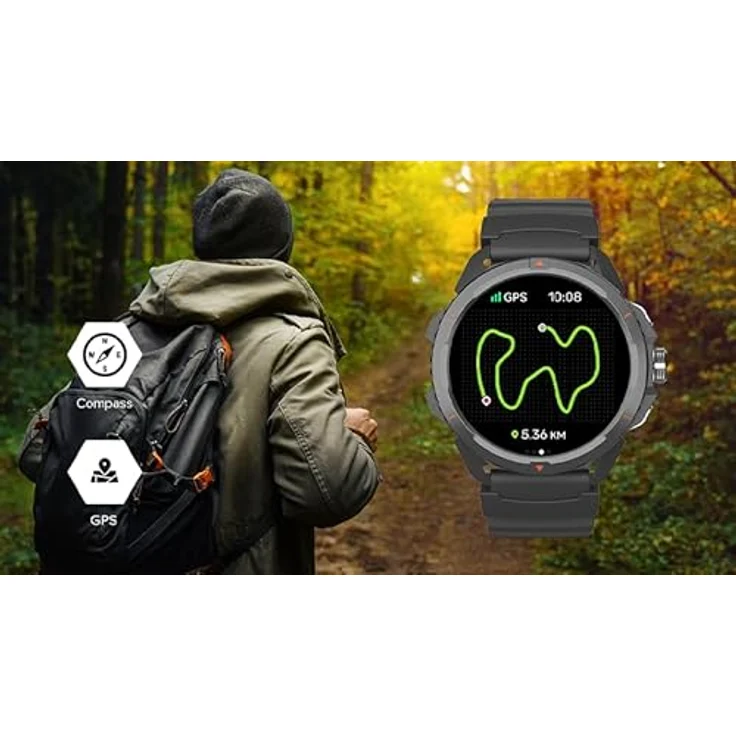 Hammer Sport-Smartwatch GPS 5 ATM Wasserdichtigkeit 14 Tage Akkulaufzeit Schwarz – Bild 7