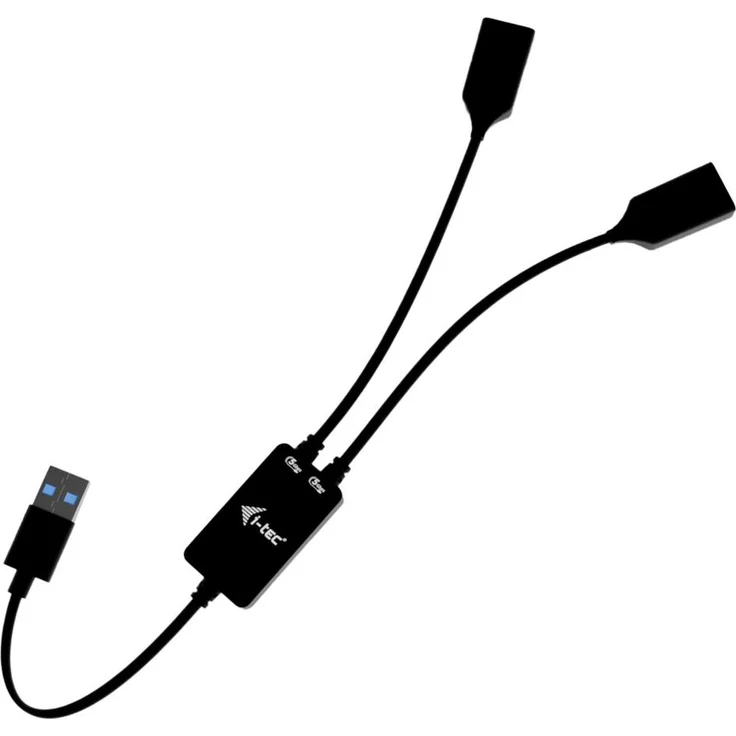 i-tec USB-A Cable HUB 2 port, 2x USB-A Anschluss, 5 Gbit/s Datenübertragung, schwarz