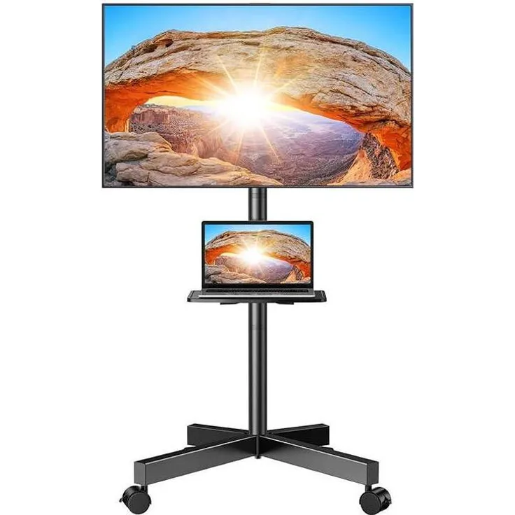 Perlegear PGTVMC06, TV Wandhalterung für 23-60 Zoll Fernseher, max. 40 kg, Schwarz, neigbar ±15°, mit 4 Lenkrollen
