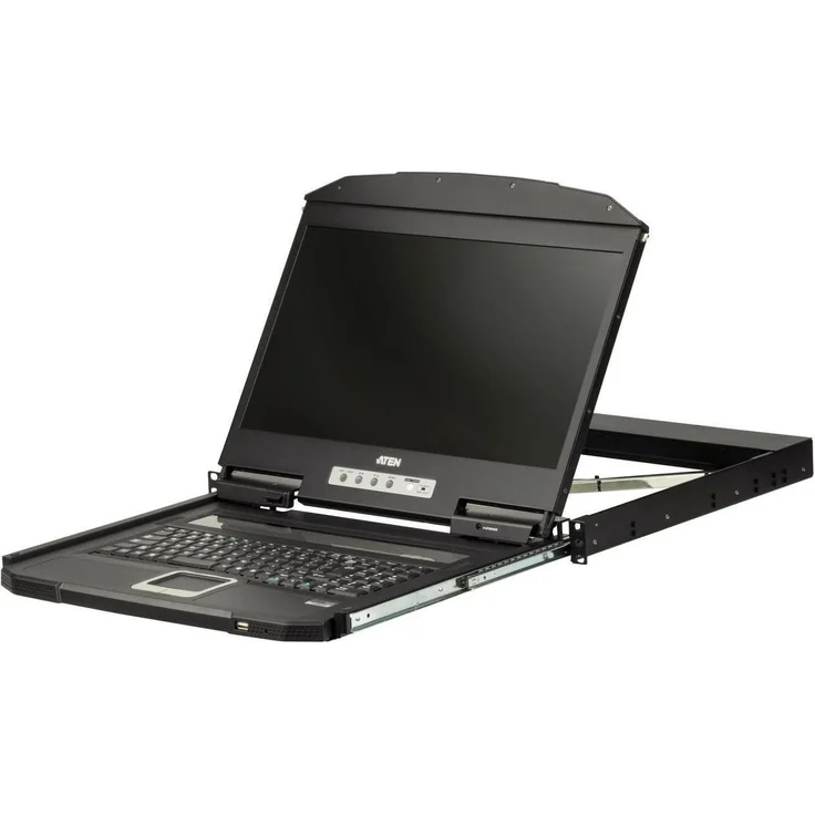 Aten CL3700NW-ATA-FG KVM-Konsole mit 18,5" FullHD-Display, HDMI, USB, 19"-Rackmontage, schwarze Bauweise