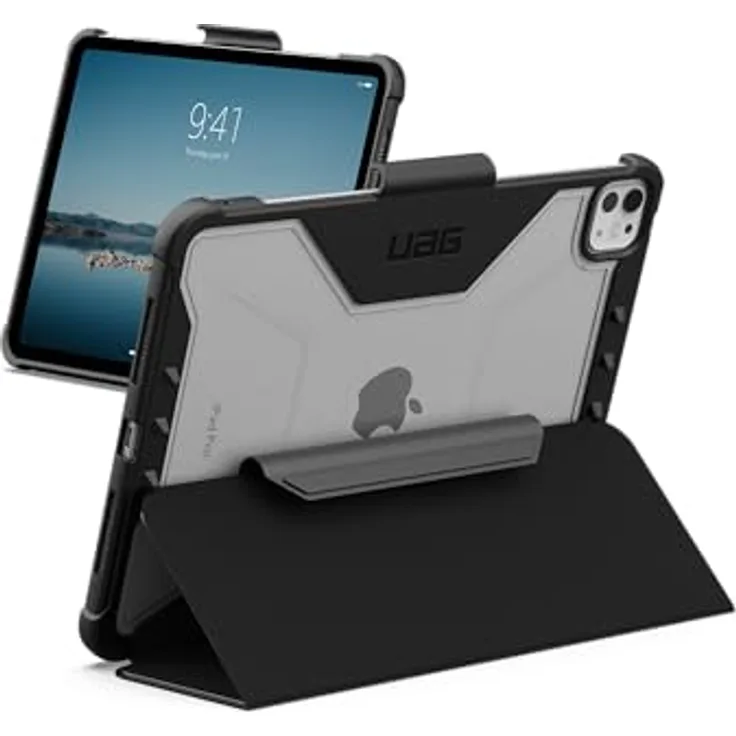 URBAN ARMOR GEAR Plyo Case Apple iPad Pro 11 Hülle (M4 / 2024) (Wake / Sleep Funktion, Apple Pencil 2 Stift-Halter, Standfunktion) schwarz / ice