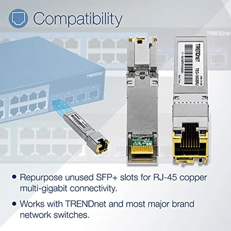 TRENDnet 10G RJ-45 Copper SFP+ Module TEG-10GBRJ, Copper, 10000, W126278264 (TEG-10GBRJ, Copper, 10000 Mbit/s, RJ-45, SFP+, 100 m, Gigabit Ethernet) – Bild 4