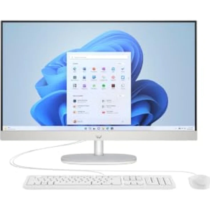 HP 27-cr0401ng All-in-One-PC, 27 Zoll FHD, Intel Core i3, 8 GB RAM, 256 GB SSD, Windows 11 Home, Muschelweiß – Bild 2
