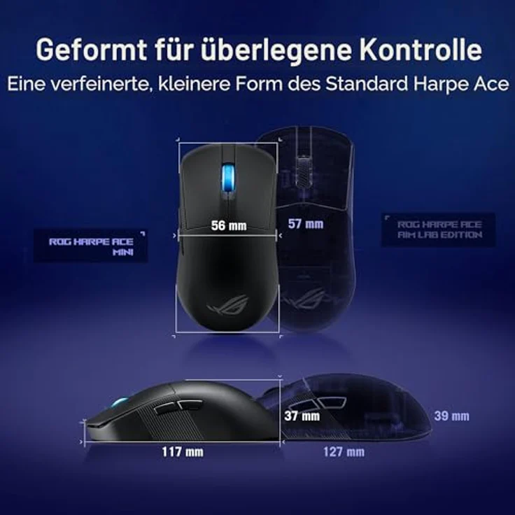 Asus ROG Harpe Ace Mini Gaming-Maus (RF kabellos + Bluetooth, USB) – Bild 4