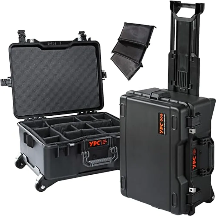 YPC Xplorer Case XXL – 53cm x 40cm x 28,5cm Trolley Outdoor Case, Fotokoffer gepolstert wasserdicht, Kamera Koffer Hardcase, Transportkoffer für Drohne, stapelbar