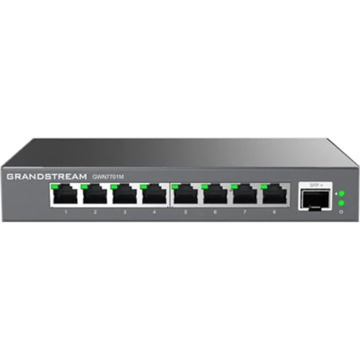 Grandstream GWN7701M Multi-Gigabit-Switch, nicht verwaltbar, 8 x 2,5 GbE, 1 x SFP+, robustes Metallgehäuse, 12 V/1 A PSU – Bild 1