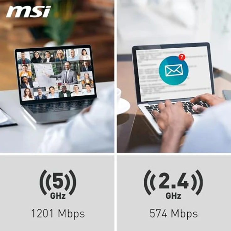 MSI AX1800 Nano WiFi USB-Adapter - Dual-Band 2.4G/5G WLAN Empfänger-Adapter für PC/Laptop, Reisegröße, unterstützt Windows 11,10 – Bild 4