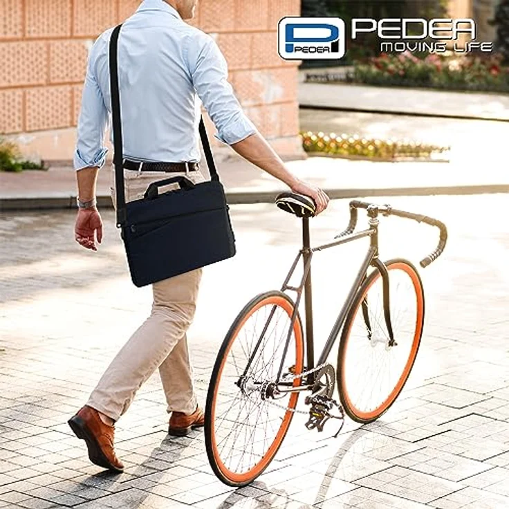 PEDEA Laptoptasche FASHION, Umhängetasche in blau/schwarz mit dicken Polsterung und fleeceartigem Innenfutter – Bild 4