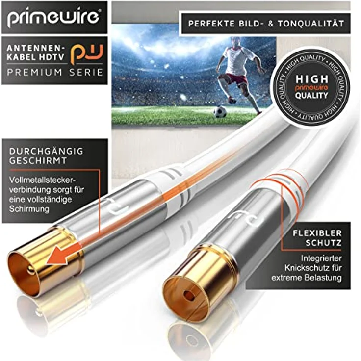 CSL - 7,5m Antennenkabel HDTV 135dB 75 Ohm - Premium Koaxialkabel - FullHD 4k UHD - Koax Stecker > Koax Kupplung - DVB-T DVB-T2 DVB-C DVB-S DVB-S2 Radio UKW DAB DAB – Bild 5