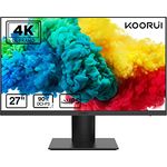 KOORUI Monitor 27 Zoll, 4K PC Bildschirm UHD(3840 * 2160), IPS, 4ms, 60Hz, 2X HDMI 2.0 & DisplayPort 1.4, Adpitive Sync, HDR10, VESA 100 * 100mm, 90% DCI-P3, Eye Care, Schwarz