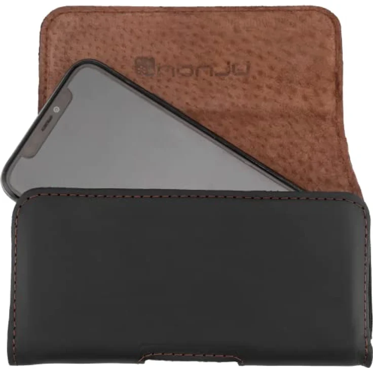 honju Horizon Echtleder Gürtel-Tasche für Google Pixel 7a / Pixel 7 / Pixel 7 Pro, OnePlus 11 5G UVM [Handytasche mit Gürtelschlaufe für Smartphones bis 170 x 85 x 12mm, Magnetverschluss] schwarz – Bild 5