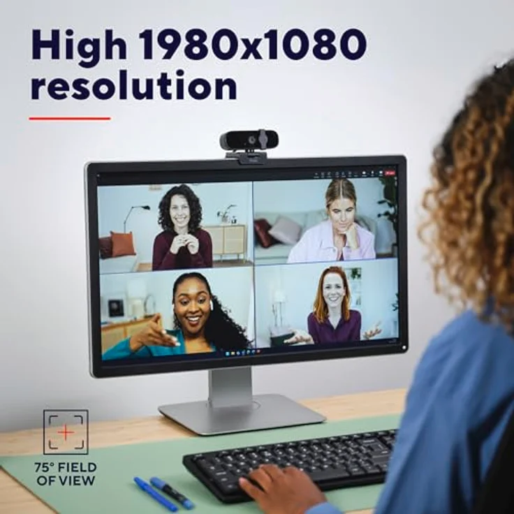 Trust Tanor 1080p Webcam PC, Full HD USB Web Cam mit Blickschutzfilter, PC Kamera mit Mikrofon, Fixfokus 30 FPS, 85% Recyclingkunststoff, Videokamera für Laptop Desktop Mac Windows Zoom Teams – Bild 3