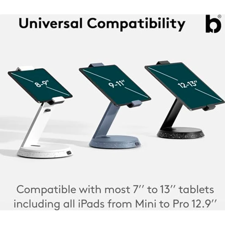 BOUNCEPAD Bouncepad Eddy - universelle Tischhalterung für iPads und Tablets, schwarz, 360° drehbar, kompatibel mit iPad Mini bis iPad Pro 12.9 Zoll – Bild 2
