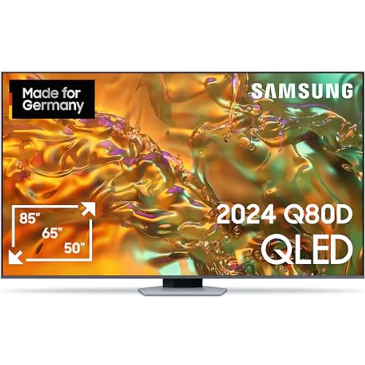 Samsung QLED 4K Q80D Fernseher 85 Zoll, Samsung TV mit Neural Quantum 4K AI Gen2 Prozessor, 4K AI Upscaling, Direct Fully Array, Smart TV, GQ85Q80DATXZG, Deutsches Modell [2024]