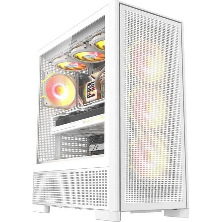 darkFlash AIRNOVA WHT (+3F), Big-Tower Computergehäuse in Weiß mit 3 vorinstallierten 120-mm-Lüftern und Unterstützung für E-ATX-Motherboards
