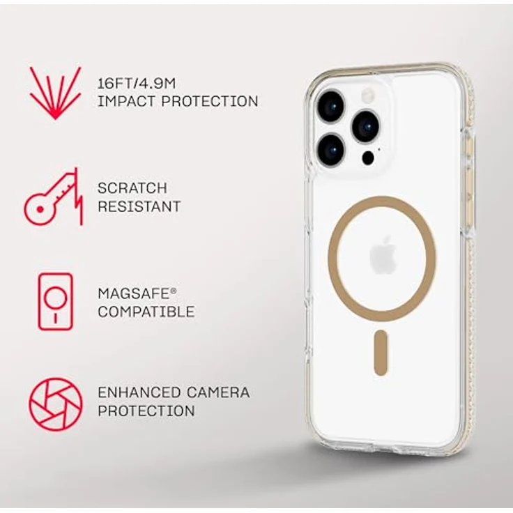 tech21 EvoCrystal für iPhone 16 Pro Max - Aufprallschutz Hülle 15x nach Militärstandard getestet - MagSafe-kompatibel - Gold – Bild 4