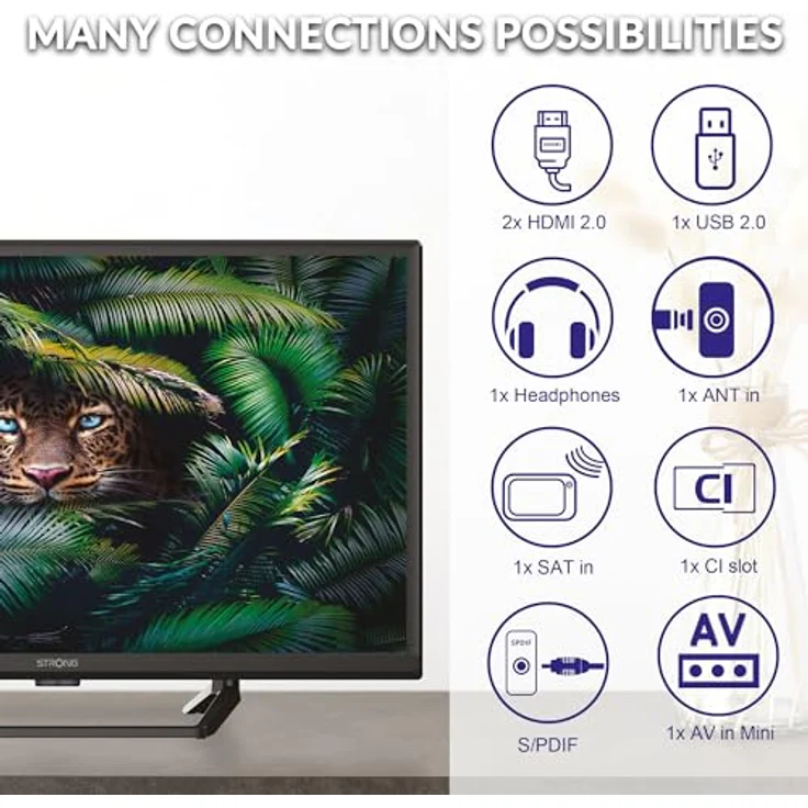 Strong SRT24HE4023C, 24 Zoll LCD-Fernseher in Schwarz mit HD-Ready Auflösung, 2 HDMI- und 1 USB-Anschluss, DVB-T2/S2/C Tuner – Bild 8