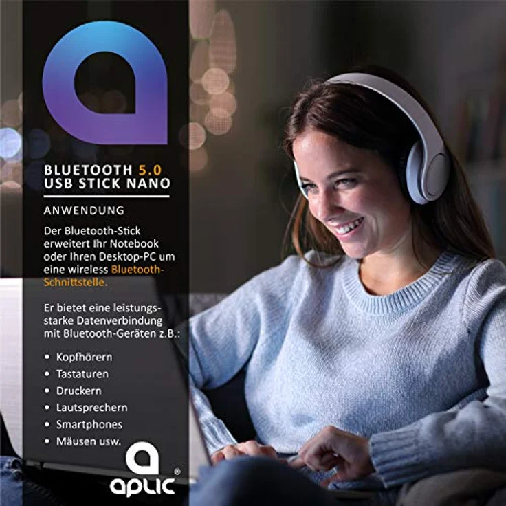 CSL - Bluetooth 5.0 USB Adapter Nano – BT V5.0 Stick Dongle – für PC Laptop - Bluetooth Empfänger und Sender für Desktop Laptop Drucker Headset Lautsprecher - kompatibel mit Windows 8.1 10 11 – Bild 5