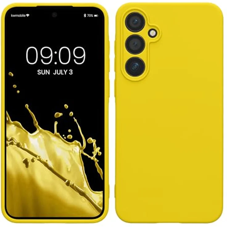 kwmobile Handyhülle für Samsung Galaxy A55 5G - weiches Silikon Case in strahlend Gelb, reißfest und rutschfest mit präzisen Ausschnitten für Tasten und Kamera – Bild 1