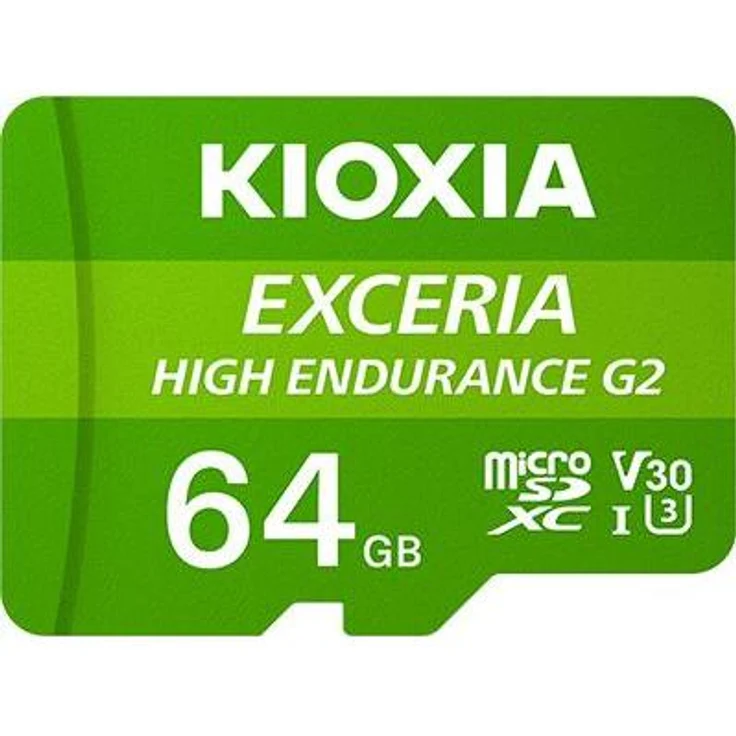 Kioxia Exceria (64 GB, microSD, U3, UHS-I), Hochleistungs-Speicherkarte für Dashcams und Überwachungskameras, Grün