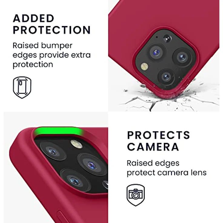 kwmobile iPhone 13 Pro Hülle, Silikon Case in Sweet Cherry, kabelloses Laden, rutschfest und elastisch – Bild 3