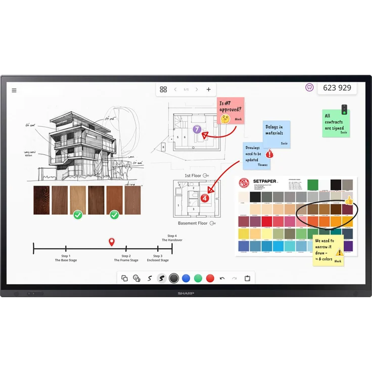 Sharp PN-LA752, 75" Big Pad Interactive Display mit InGlass™ M5 Touch-Technologie und maximaler IT-Sicherheit für Konferenzumgebungen