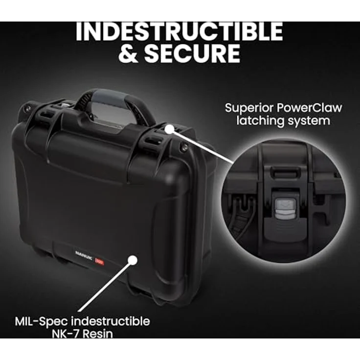 Nanuk Kunststoffkoffer 920, robuster Fotokoffer mit PowerClaw Verriegelungssystem, wasserdicht und staubdicht, Schwarz – Bild 3