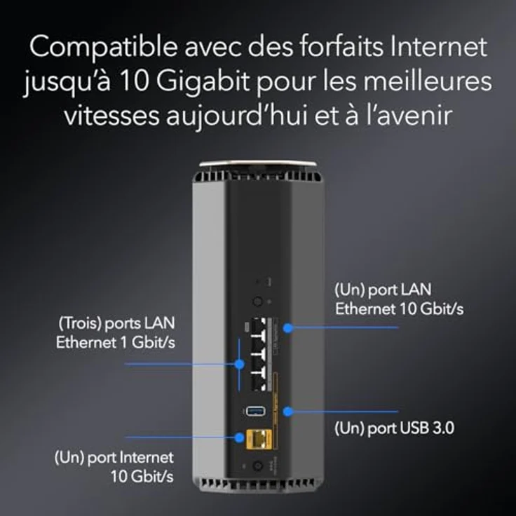 NETGEAR Nighthawk Tri-Band WiFi 7-Router (RS600) – BE18000 WLAN-Geschwindigkeit (bis zu 18 GBit/s) – 10-Gig-Anschluss – Abdeckung von bis zu 250 m², 150 Geräte – Bild 5