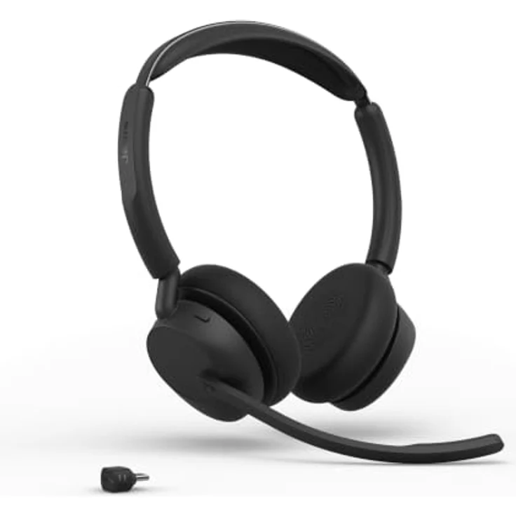 Jabra Evolve3 45 Stereo, LINK 390c, UC On Ear Headset Bluetooth®, kabellos, schwarz, drei Mikrofone für klare Sprachübertragung – Bild 1