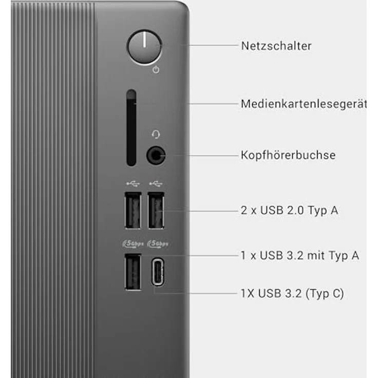 Dell Slim ECS1250 Desktop, Intel Core i5-14400, 10 Kerne, 16GB RAM, 512GB SSD, Intel UHD Graphics 730, Windows 11 Home, schwarz – Bild 8