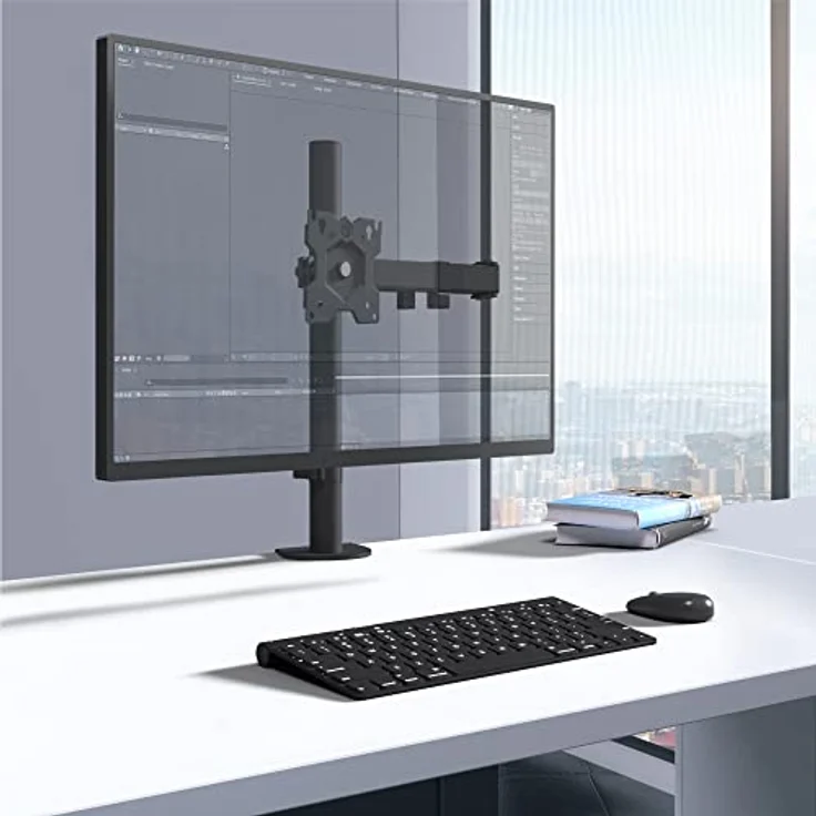 ONKRON Einearm Monitor Halterung, Full Motion für 13-34 Zoll Bildschirme, Display, neigbar, drehbar bis 8 kg, Tischhalterung, VESA 75x75/100x100 Schwarz – Bild 2
