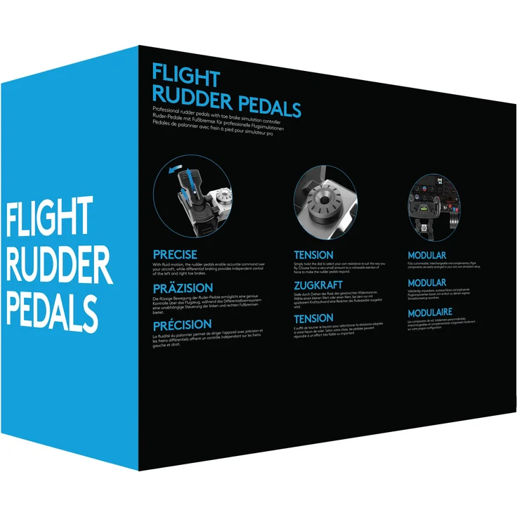 Logitech Flight Rudder Pedals Schwarz, Silber (945-000005) (PC) – Bild 4