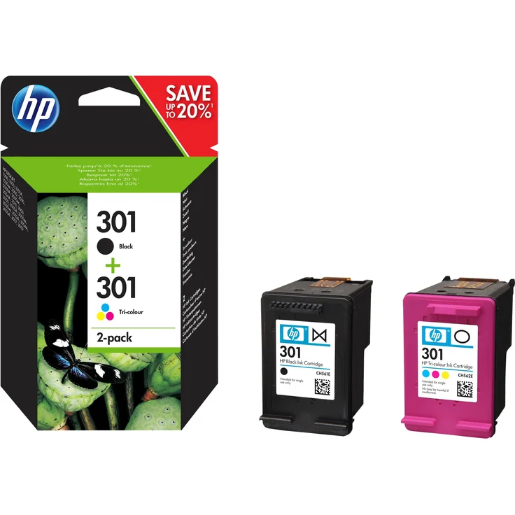 HP 301 2er-Pack Schwarz/Cyan/Magenta/Gelb Original Tintenpatronen (N9J72AE) – Bild 9