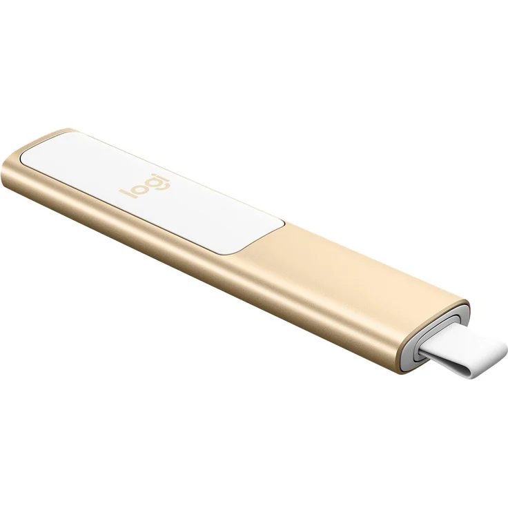 Logitech Spotlight Presenter, Bluetooth und 2,4 GHz Verbindung via USB-Empfänger, Digitaler Laserpointer, 30 m Reichweite, Timer, Vibrationsalarm, PC-Mac-Android-iOS - gold, Englische Verpackung – Bild 3