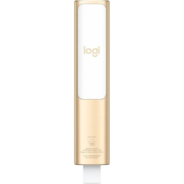 Logitech Spotlight Presenter, Bluetooth und 2,4 GHz Verbindung via USB-Empfänger, Digitaler Laserpointer, 30 m Reichweite, Timer, Vibrationsalarm, PC-Mac-Android-iOS - gold, Englische Verpackung – Bild 4
