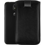 mumbi Leder Etui Tasche mit Ausziehlasche schwarz für Huawei Y625