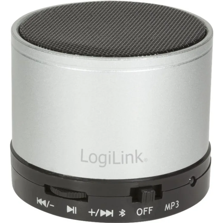 LogiLink SP0051S Bluetooth Lautsprecher mit MP3-Player & integriertem FM-Radio, Farbe: Silber
