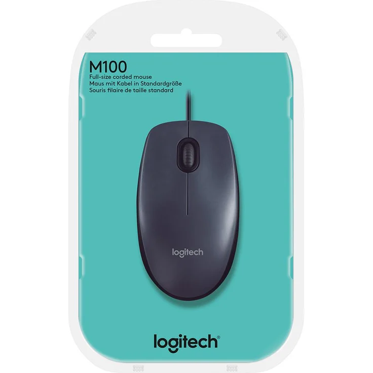 Logitech M100 USB Optisch 1000DPI Ambidextrös Schwarz – Bild 3