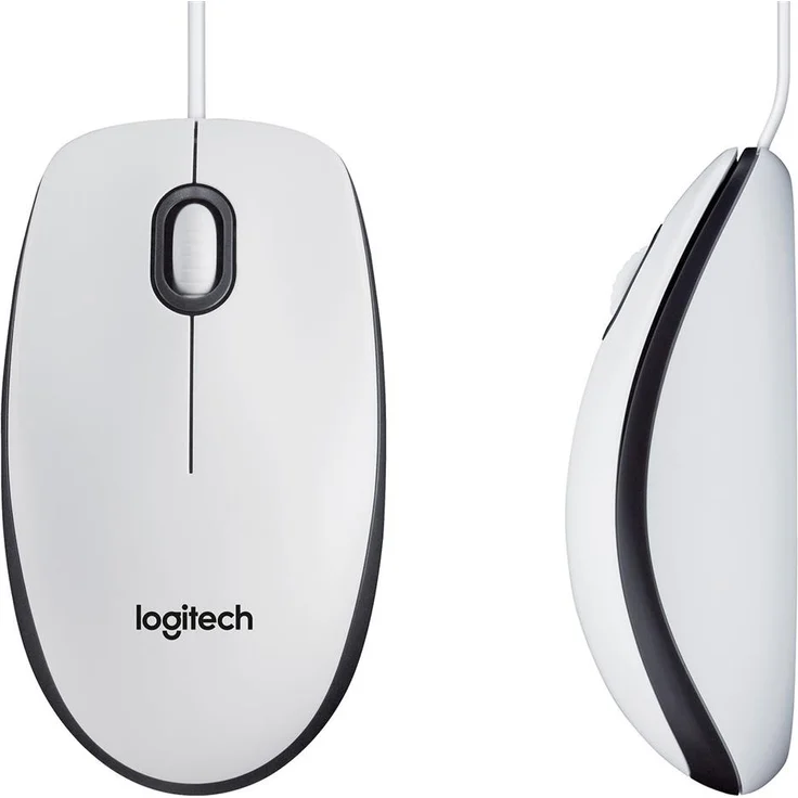 Logitech M100 Maus mit Kabel, 1000 DPI Optischer Sensor, USB-Anschluss, 3 Tasten, Für Links- und Rechtshänder, PC-Mac - weiß, Englische Verpackung – Bild 5