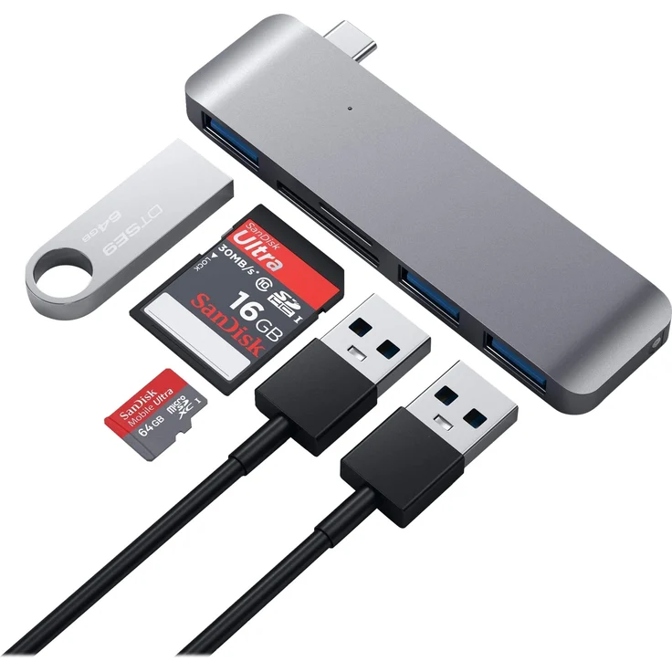 Satechi ST-TCUPM Typ-C Pass Through USB Hub space gray, Cardreader + 3 Port USB Hub, USB-C 3.0 (B019PHF9UY) – Bild 8