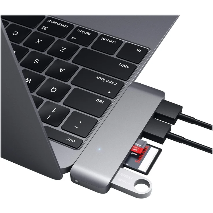 Satechi ST-TCUPM Typ-C Pass Through USB Hub space gray, Cardreader + 3 Port USB Hub, USB-C 3.0 (B019PHF9UY) – Bild 7