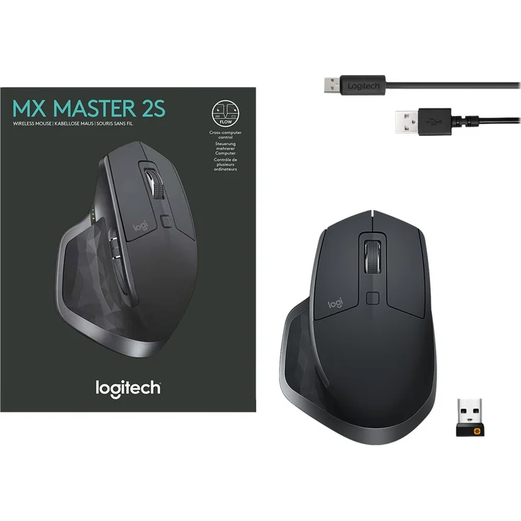 Logitech MX Master 2S Kabellose Maus, Bluetooth und 2.4GHz Verbindung via Unifying USB-Empfänger, 4000 DPI Sensor, Wiederaufladbarer Akku, Multi-Device, 7 Tasten, PC-Mac-iPadOS - graphit-schwarz – Bild 9