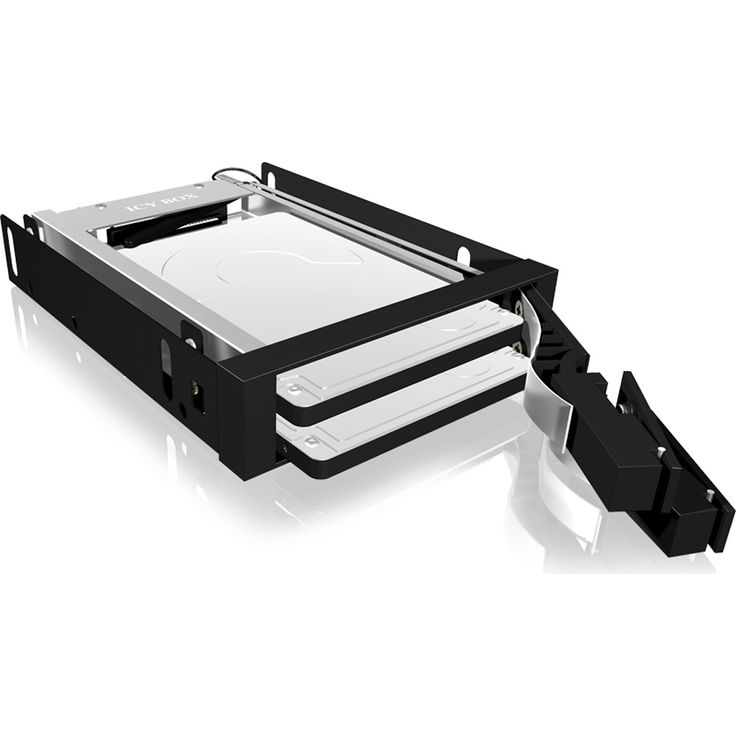 ICY BOX Dual HDD & SSD Wechselrahmen, 2x 2,5 Zoll in 1x 3,5 Zoll Schacht mit Fronttür, SATA, Metall, Schwarz – Bild 2