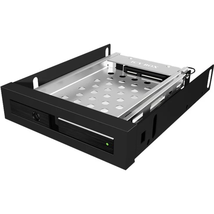 ICY BOX HDD & SSD Wechselrahmen, 1x 2,5 Zoll in 1x 3,5 Zoll Schacht mit Fronttür, SATA, Metall, Schwarz – Bild 2